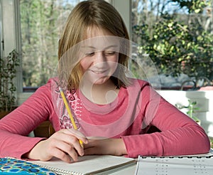 Girl doing homework