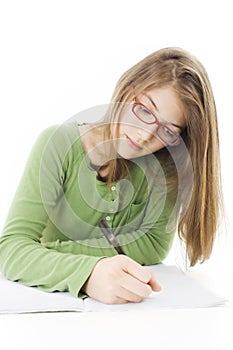 Girl doing homework