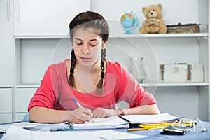 Girl doing homework