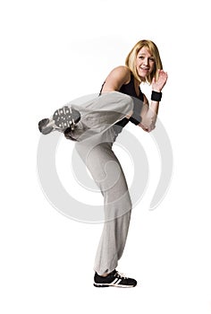 Girl doing a kick