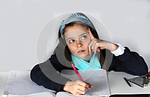 Girl doing maths homework