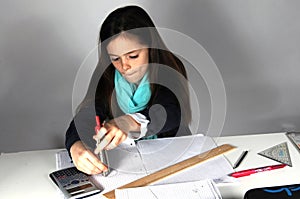 Girl doing maths homework