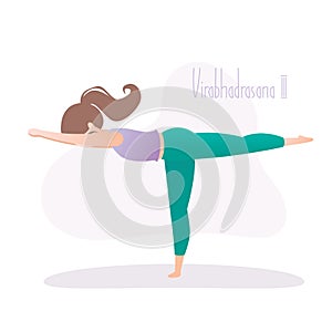 Girl doing yoga pose,Warrior Pose three or Virabhadrasana asana