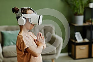 Girl doing Yoga in VR