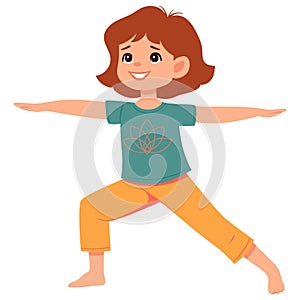Girl doing yoga Warrior 2 pose