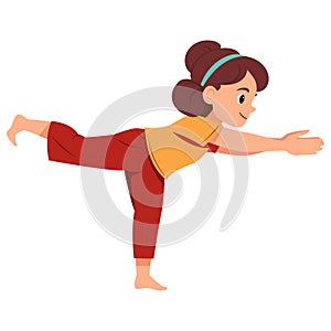 Girl doing yoga Warrior 3 pose