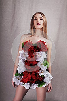 Girl in dress from flowers