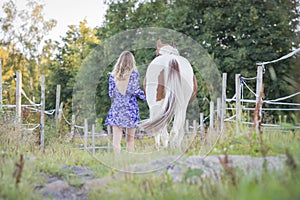 Girl in dress with horse