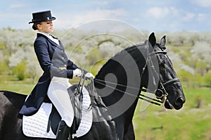 Girl and dressage horse