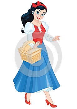 Girl dressed in a costume of Princess Snow White