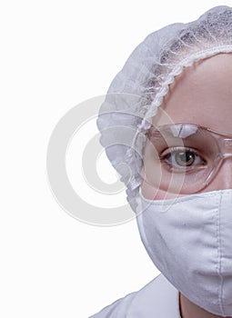 Girl in a dressing gown and mask