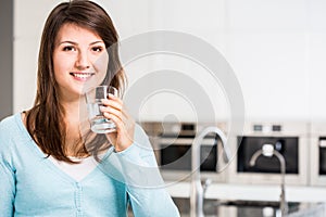 Girl drinking fresh cold water