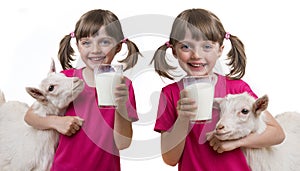 Girl drinking healthy goat milk