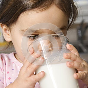 Girl drinking milk.