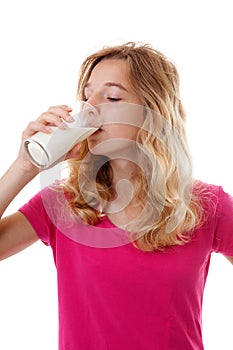 Girl is drinking milk