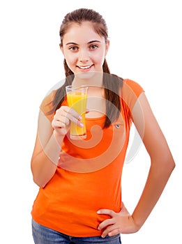 Girl drinking orange juice