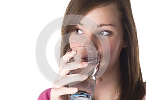 Girl drinking water.