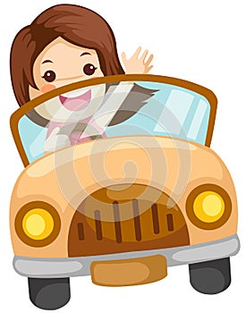 Girl driving a car photo