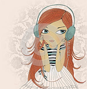 The girl in earphones