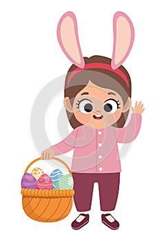 girl with easter eggs basket