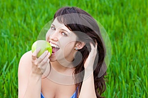 Girl eating an apple