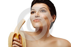 Girl eating a banana