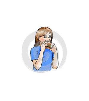 Girl eating burguer photo