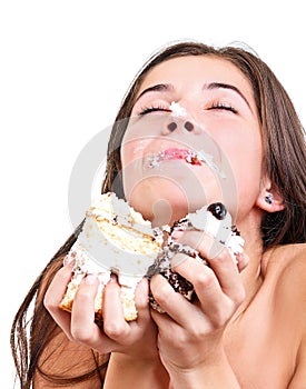 Girl eating the cake