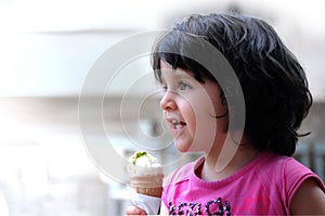 A girl eating ice cream