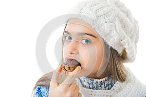 Girl Eating Sugary Donut.