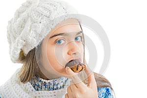 Girl Eating Sugary Donut.