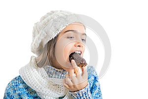 Girl Eating Sugary Donut.