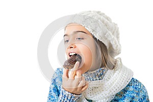 Girl Eating Sugary Donut.