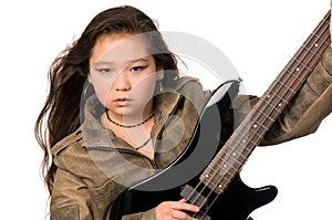 Girl with electro guitar.