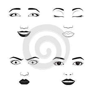 Girl emotion face cartoon vector illustration and woman emoji icon cute symbol character human expression sign female