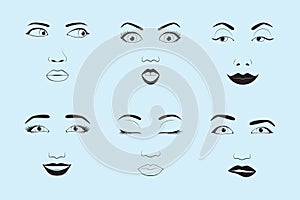 Girl emotion face cartoon vector illustration and woman emoji icon cute symbol character human expression sign female