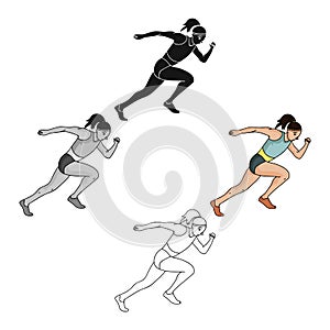 The girl is engaged in athletics.The Olympics in athletics.Olympic sports single icon in cartoon,black style vector