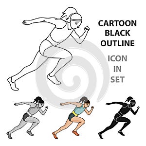 The girl is engaged in athletics.The Olympics in athletics.Olympic sports single icon in cartoon style vector symbol