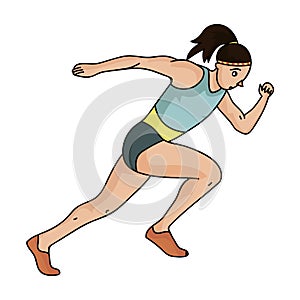 The girl is engaged in athletics.The Olympics in athletics.Olympic sports single icon in cartoon style vector symbol