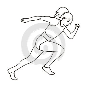 The girl is engaged in athletics.The Olympics in athletics.Olympic sports single icon in outline style vector symbol