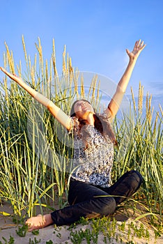 Girl enjoy the sun photo