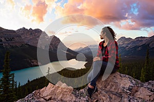 Girl enjoying Canadian Nature Landscape