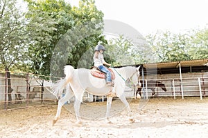Girl Enjoying Her Ride On Trained Horse