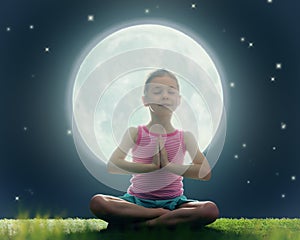 Girl enjoying meditation and yoga