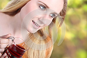 Girl enjoying tea