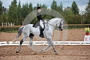 Girl equestrian riding horseback