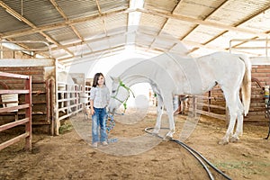 Girl During Equine Assisted Therapy