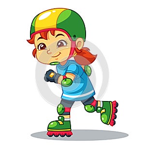 Girl Excersicing With Her Rollerblades