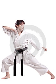 Girl exercising karate