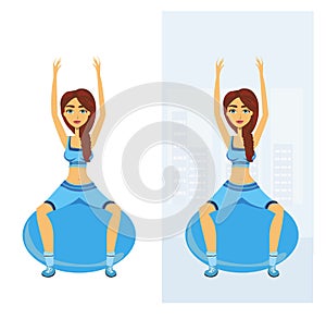 Girl exercising pilate in a gym